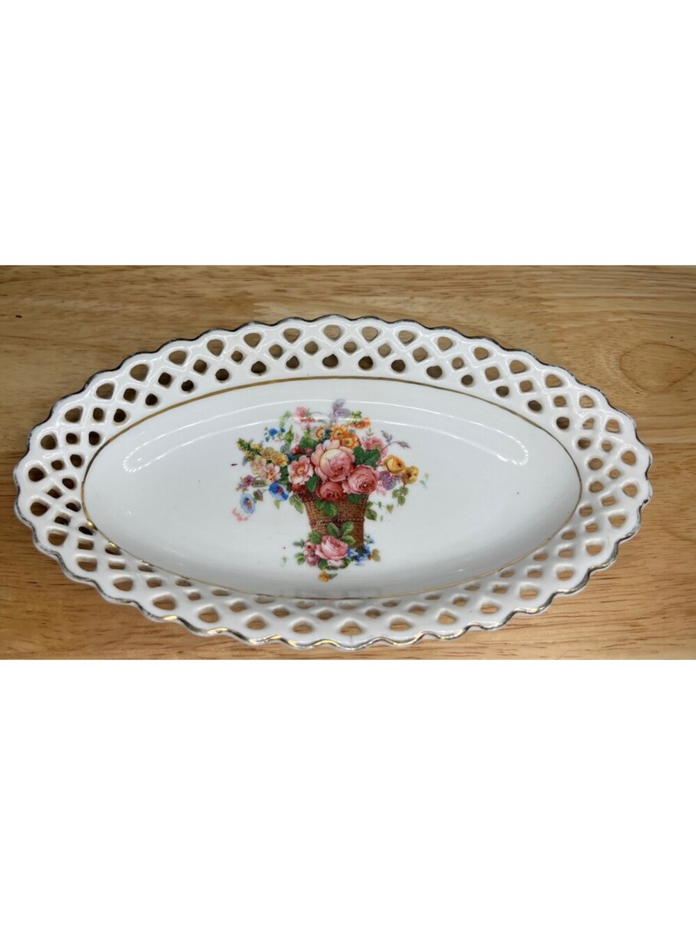 Vintage Schumann Bavaria Floral Oval Serving Dish Plate English Country Cottage